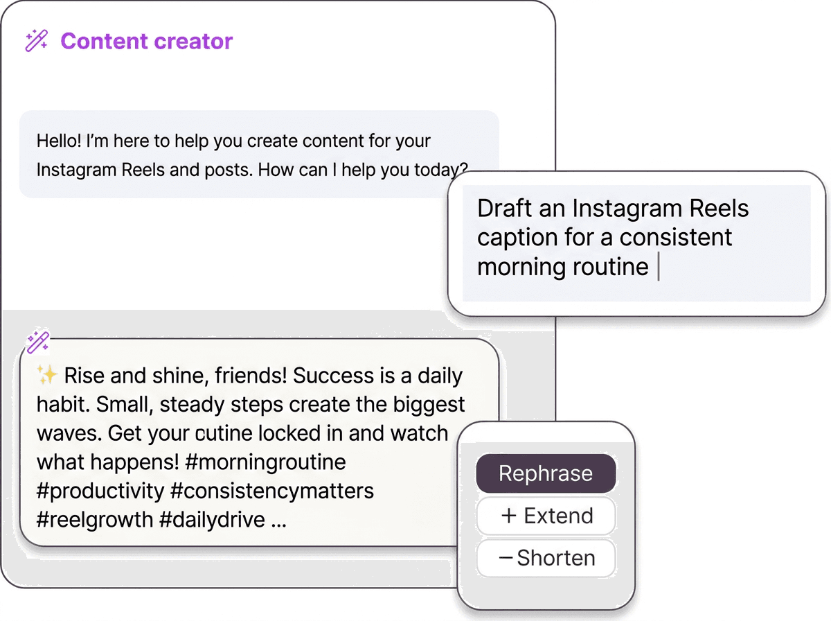 Captions and visuals that feel native to Instagram