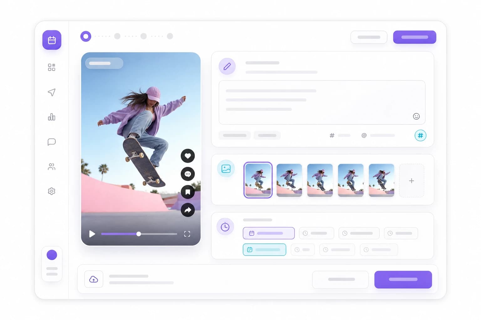Videos and photo posts, timed with the rest of your channels
